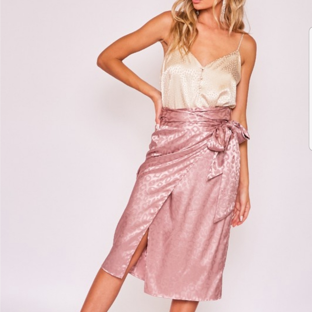 Mauve, Jacquard, Leopard Wrap Skirt - Picture 5 of 16
